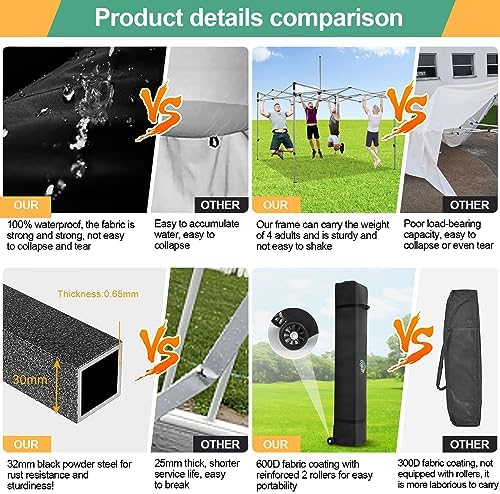 COBIZI 10x10 Heavy Duty Pop up Canopy Tent with Sidewalls Commercial Canopy