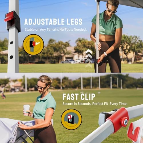 CROWN SHADES 10x10 Pop Up Canopy Tent with One Push Setup, Grid White