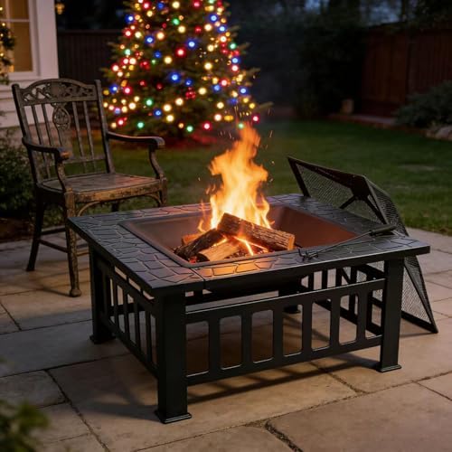 ZENY 32 inch Outdoor Fire Pit with Grill