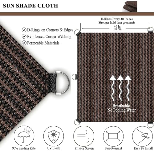 Sun Shade Cloth 8x20 FT, UV Block Outdoor Patio Shade Cover, Permeable and Tear Fade Resistant Rectangle Sunshade Fabric for Backyard, Porch, Pergola, Yard, Deck, Garden, Mocha
