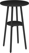 HOOBRO Bar Table, Round Pub Table, 2-Tier Bistro Table with Storage, 37.4" High for Small Spaces, with Top Particleboard for Kitchen, Easy to Assemble, Black BB55BT01