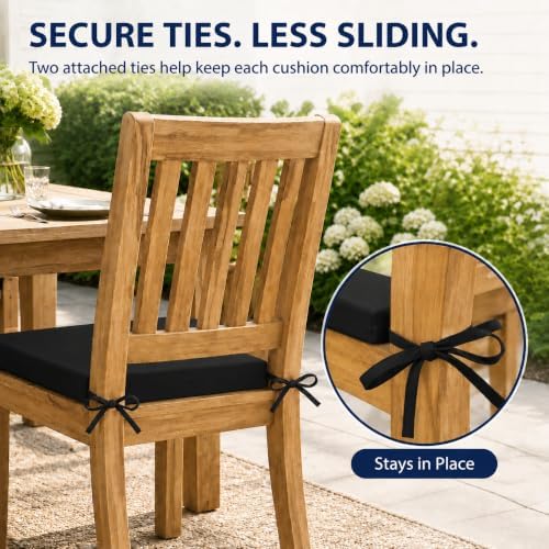 Outdoor Chair Cushions, Set of 4, 24"*24"*4", Water Resistant, Black