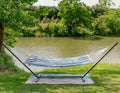 Lazy Daze Double Quilted Hammock with Pillow and Carabiners, Blue White