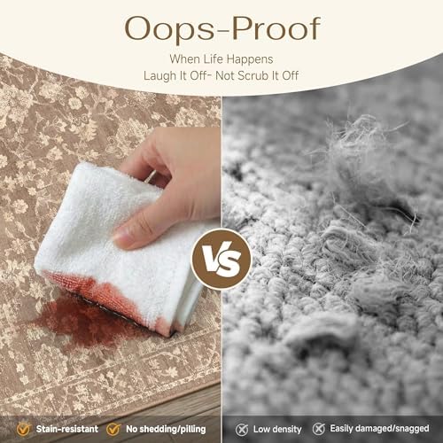 HUGEAR 2x8 Brown Neutral Runner Rugs Washable Rug Carpet