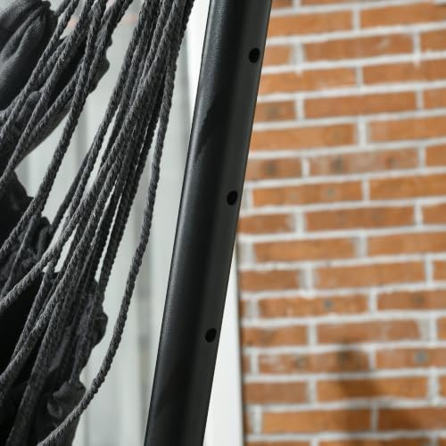 Outsunny Patio Hammock Chair with Stand Side Pocket Headrest Dark Gray