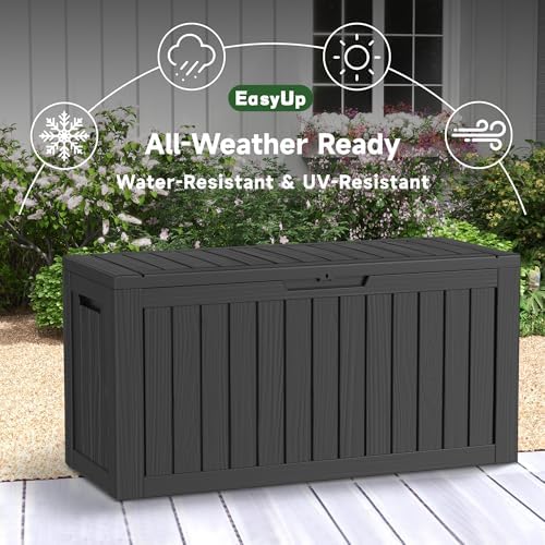 EasyUp 150 Gal Deck Box Waterproof Outdoor Storage Box Black