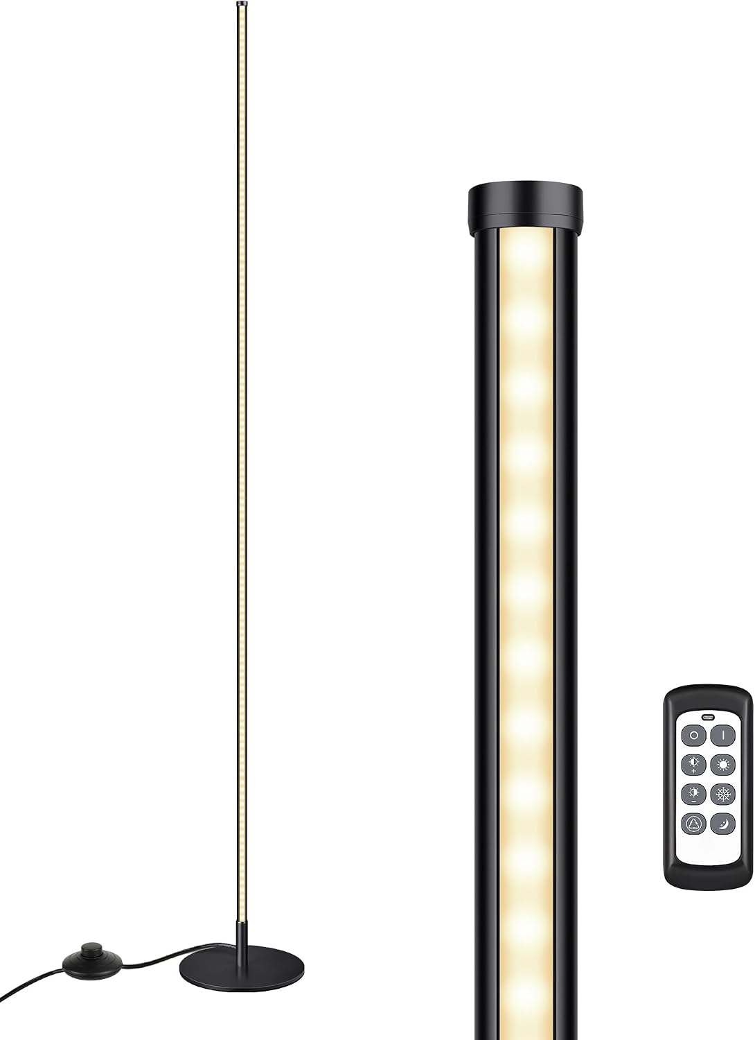 EDISHINE 57.5" Floor Lamp with Remote & Foot Switch, Dimmable & 7CCT