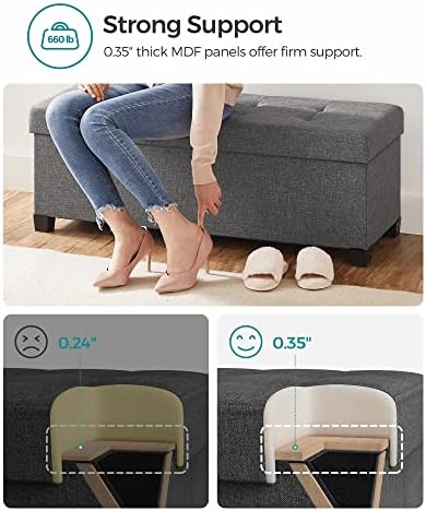 SONGMICS Storage Ottoman Bench, Foldable Foot Rest with Legs
