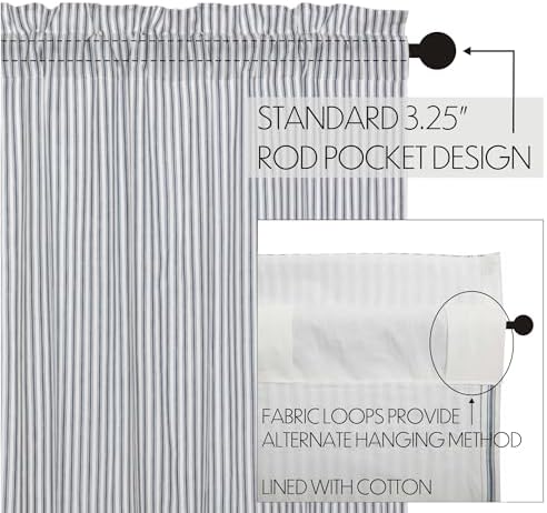 VHC Brands Sawyer Mill Blue Window Tier Set Country Kitchen Curtains Farmhouse Cafe Style Striped Pattern 24x36