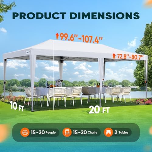 Quictent 10x20FT Pop Up Canopy Tent with Sidewalls