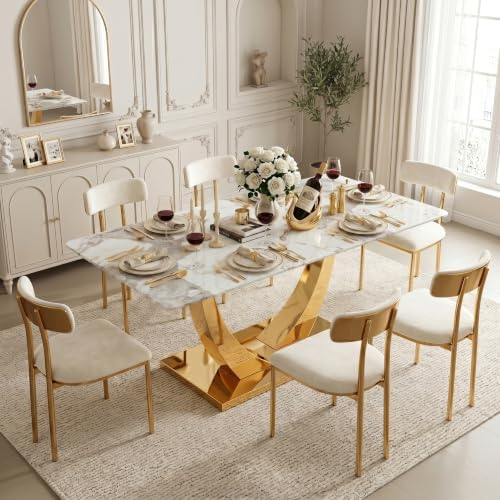 63” Glass Dining Table, Dining Table for 6, Modern Kitchen Table