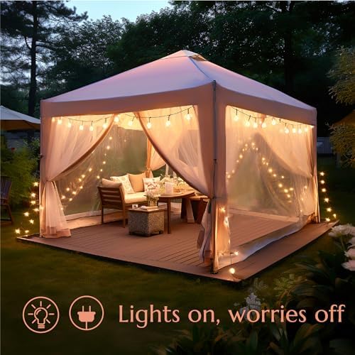 PHI VILLA 10x10 Pop Up Canopy Tent with Netting, Easy Tents Instant Shade