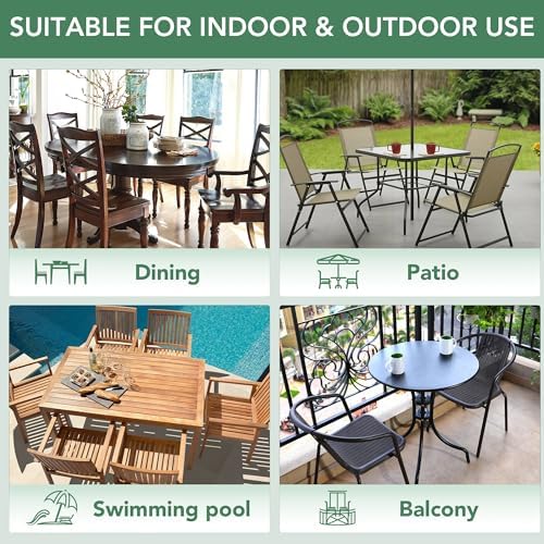 Summsun Outdoor Chair Cushions Set of 4: Water Resistant Seat Cushion for Patio Furniture - 18.5 x 16 x 2 Inch Chair Pads with Ties and Hidden Zipper - Patio Chair Cushion Replacement, Beige