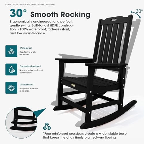 THOEOE Outdoor Rocking Chairs, Oversized Patio Rocking Chair