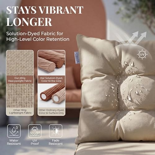 Nicesoul Outdoor Hanging Egg Chair Without Stand, Patio Wicker Swing Egg Basket Chairs with Padded Cushion, 350 Lbs Comfy Cozy Ceiling Tree Swinging Egg-Shaped Chair No Stand for Indoor Balcony, Beige