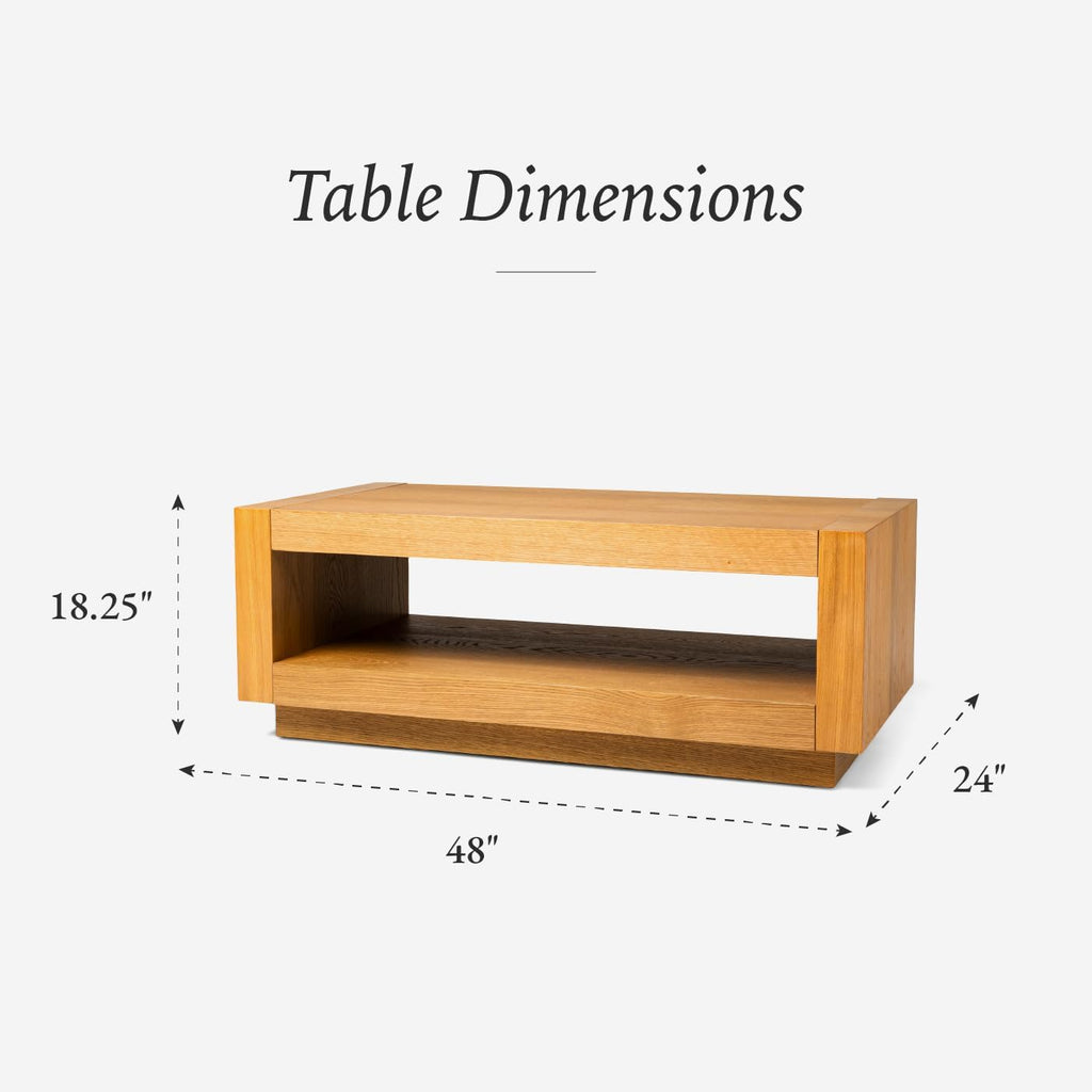 Maven Lane Artemis Coffee Table, Natural Solid Wood, 18"