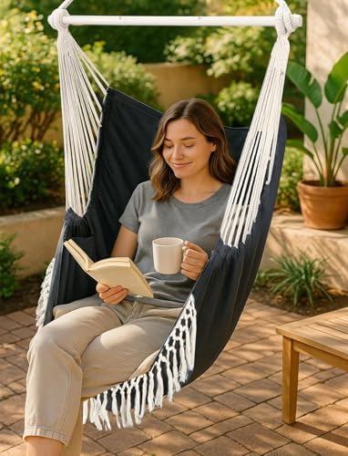 Chihee Hammock Chair Max 500 Lbs 2 Cushions Spreader Bar Strap Carabiner