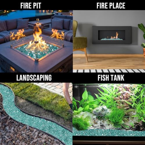Skyflame 1/4-Inch Caribbean Blue Reflective Fire Glass, 10 Pound