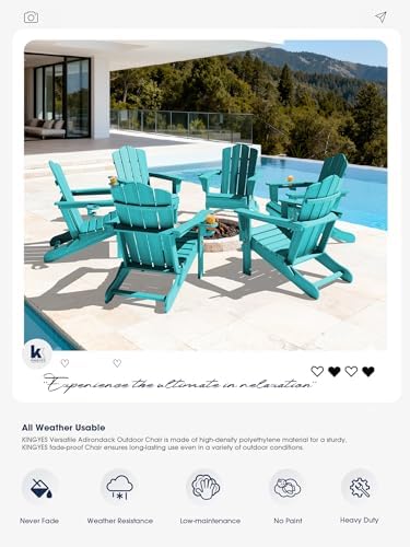 KINGYES Folding Adirondack Chair with Cup Holder, Aruba