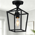 Flush Mount Ceiling Light Fixture, Matte Black Industrial Farmhouse Cage