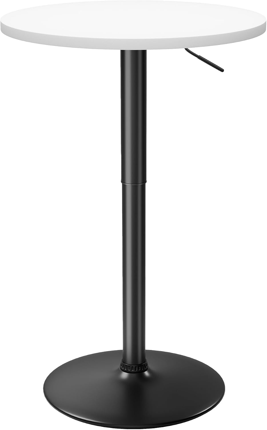 Furmax Bistro Pub Table Height Adjustable Round Bar Table 27.4-36 Inches, 360°Swivel Cocktail Table for Dining Room, Party, Café (1, White-Black)