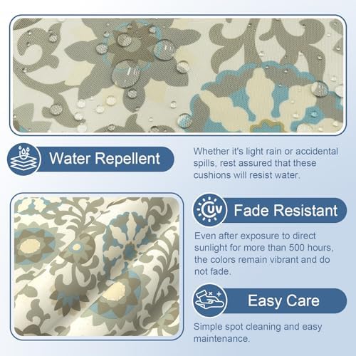 LVTXIII Outdoor Bistro Chair Cushions, 15"x15"x4" Round Patio Chair Cushions, All Weather Tufted Seat Cushions for Patio Furniture Use, Set of 2, Floral Symphony‌