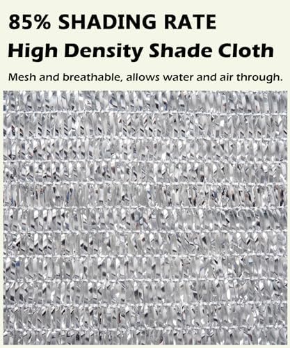85% Aluminet Shade Cloth with Grommets, Reflective Shade Cover 10 X 10FT