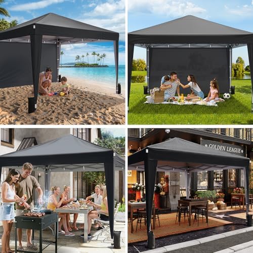 Driftalia 10x10 Pop Up Canopy Tent with Sidewalls, One-Push Instant Setup