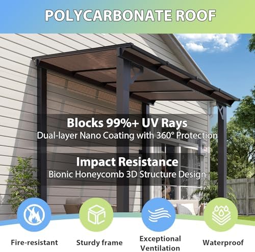 Aoxun Premium Gazebo with Aluminum Frame & Polycarbonate Panel 8’x5’, Black