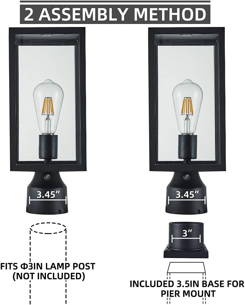 Windben Large Dusk to Dawn Outdoor Post Light, 14.7in, Matte Black