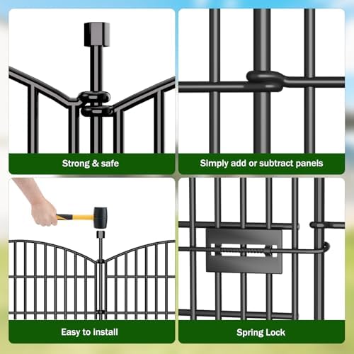 10 Panel No Dig Decorative Garden Fence with Gate 24" H x 20'L Dog Barrier