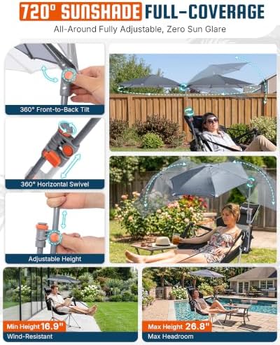 KingCamp Hammock Chair with Umbrella & Footrest,Camping Chair with Canopy