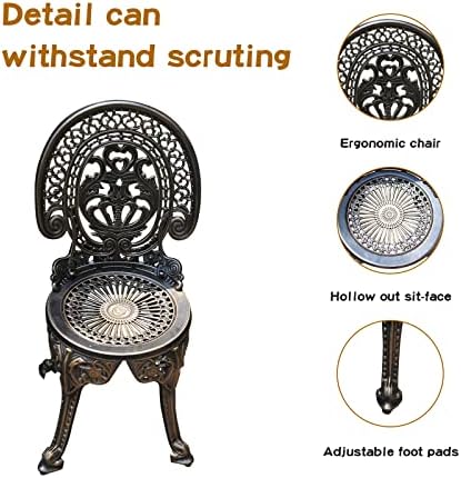 YKSY&YKSY Patio Bistro Set.Rust-Resistant Cast Aluminum Bistro Table Set with Umbrella Hole for Backyard (Crown Copper)