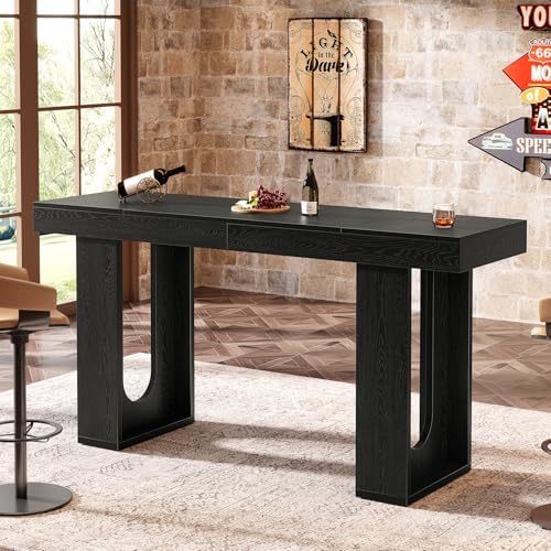 Tribesigns 70.9-Inch Extra Long Bar Table, Modern Counter Height Pub Table, Rectangular Home Coffee Bar Unit with Sturdy Legs, for Living Room, Kitchen, Bistro, Black