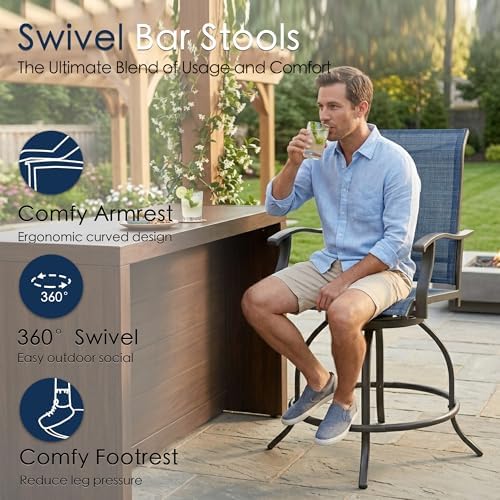 Kozyard Isabella Outdoor Swivel Bar Stools