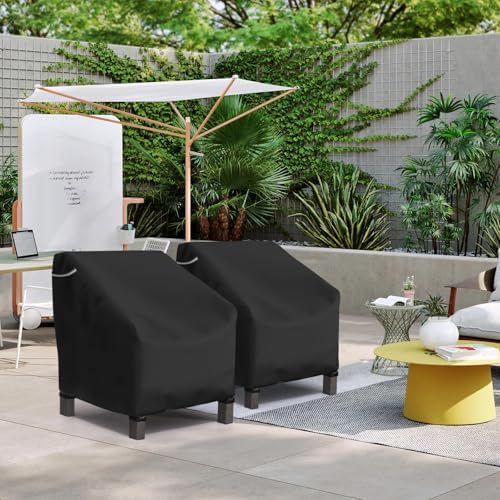 STARTWO Patio Outdoor Chair Covers 2 Pack, Outdoor Furniture Covers Waterproof adapter for Lawn Lounge Seat, Wicker, Swivel, Adirondack, Rocking Chairs, 36"W x 37"D x 36"H inch, Black