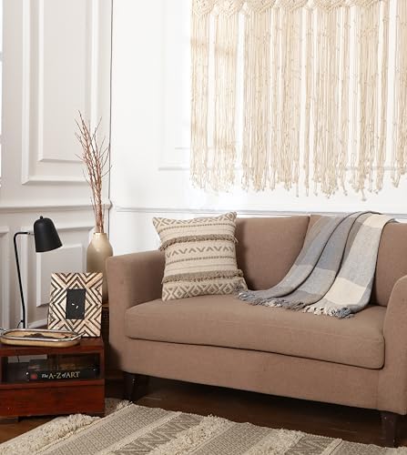 · REDEARTH · Textured Handwoven Throw Pillow Cases Geometric Craft Taupe