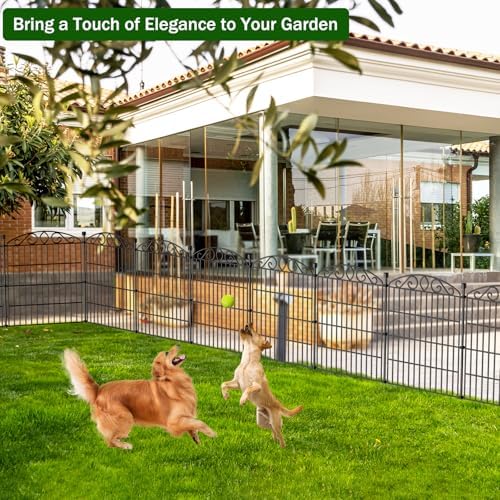 6 Panel No Dig Decorative Garden Fence 30" H x 11.4'L for Dogs Outdoor