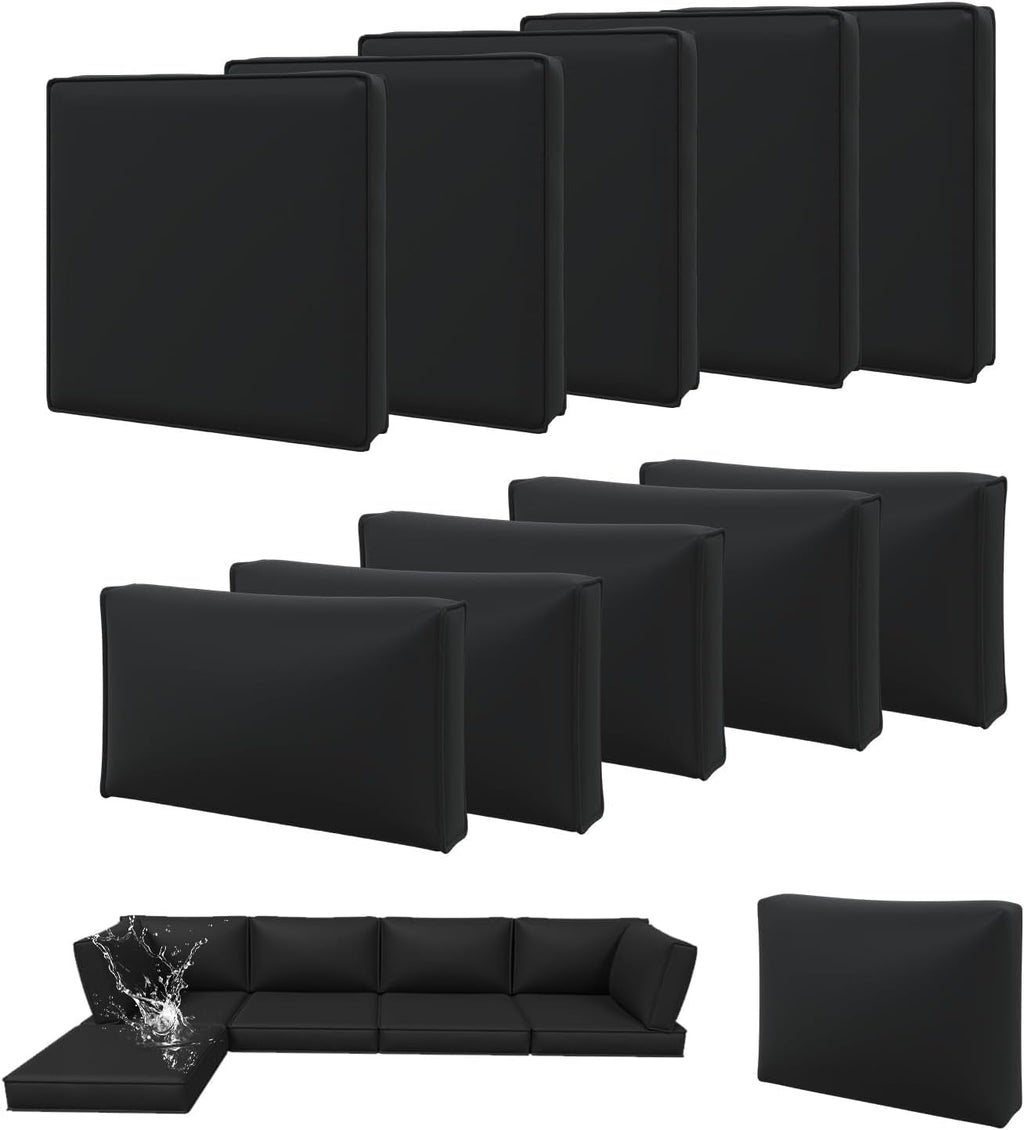 Aoxun 11pcs Patio Cushion Covers Replacement with Zipper & Non-Slip Bottom