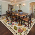 Washable 8x10 Area Rug, Beige Boho Floral Non-Slip for Living Room, Bedroom