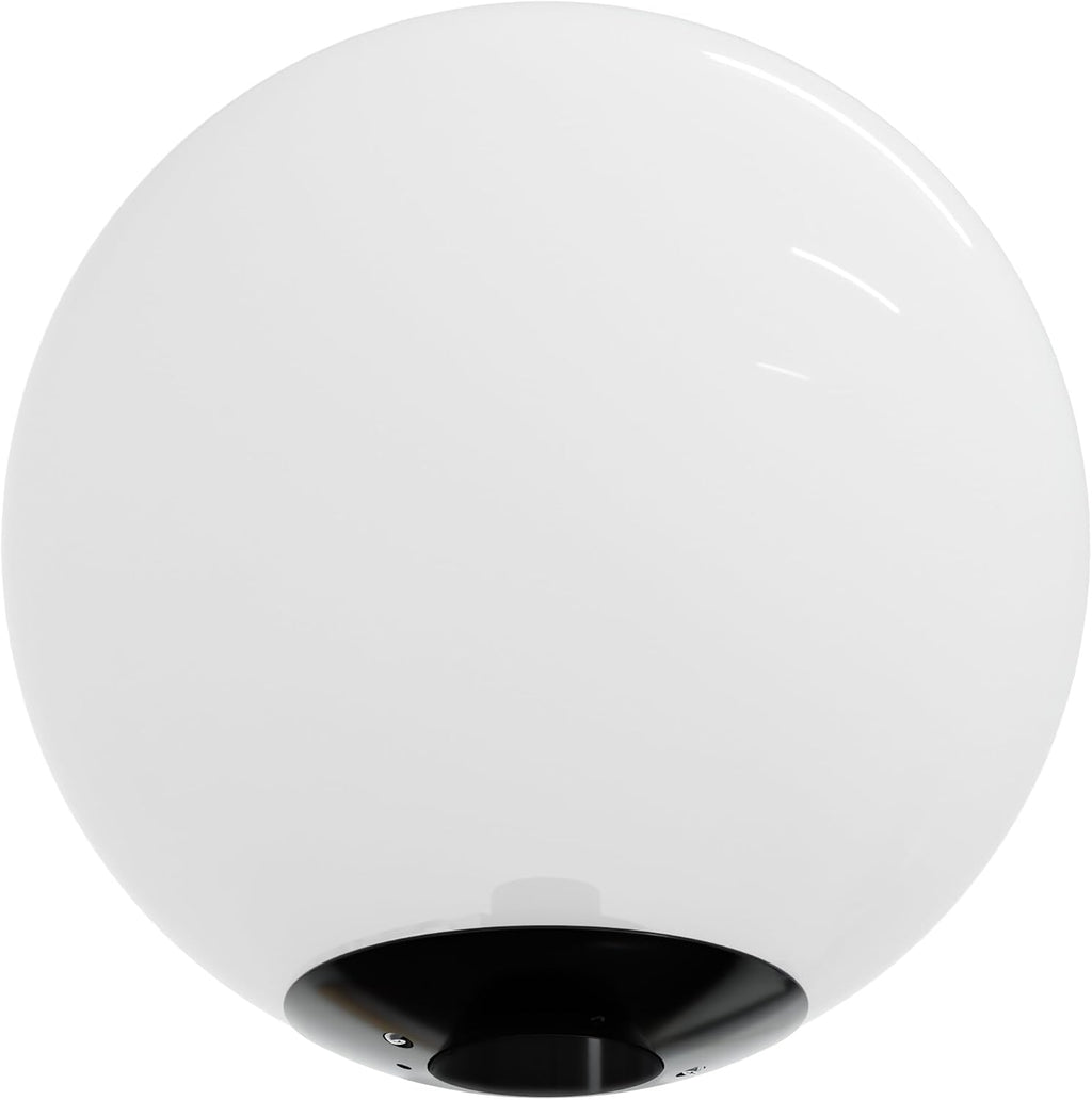 KASTLITE 12" White Lamp Post Globe Fixture, Black Wing Clip Fitter, Bulb