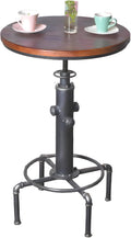 Topower Industrial Bar Table 31.5-41.3" Adjustable Pub Table Kitchen Dining Coffee Bistro Table Black Desktop