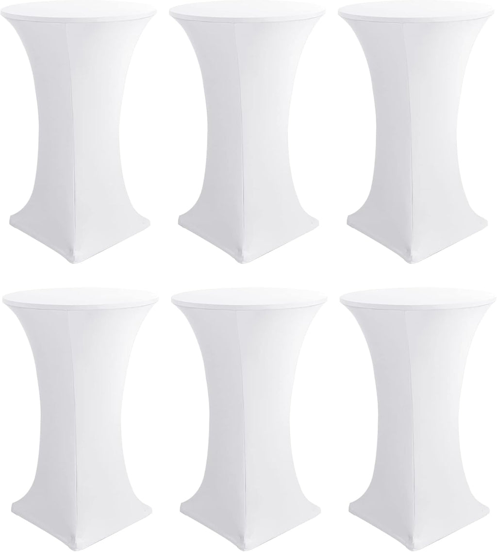 Spandex White Cocktail Table Covers for 30-32 Inch High Top Pub 6 Pack