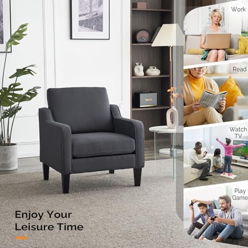 VINGLI Accent Chair, Linen Upholstered Armchair, 380 LBS, Living Room
