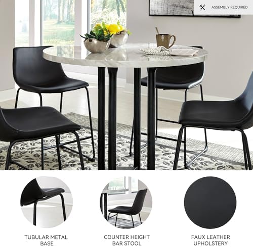 Signature Design by Ashley Counter Height Bar Stool, Set of 2, Black