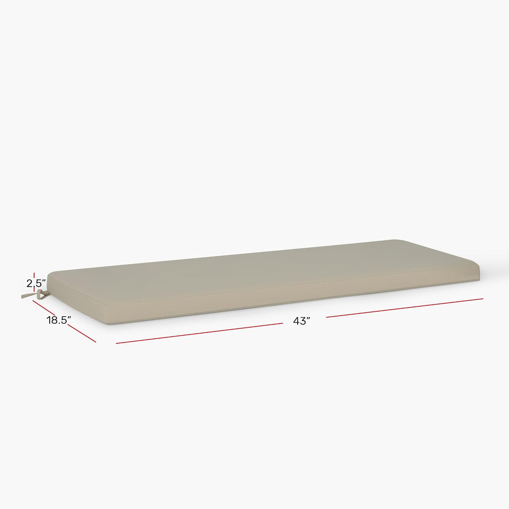 Costaelm Outdoor Bench Cushion, Waterproof and Fade Resistant Patio Seat Cushions - Non-Slip Bench Pad Cushion with Removable Cover for Garden Swing Porch Settee, 43 x 18 Inch, White