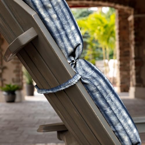 Arden Outdoor Adirondack or Rocking Chair Cushion, 20 x 17, Rain-Proof, Fade Resistant 17 x 20, Blue Shibori Stripe