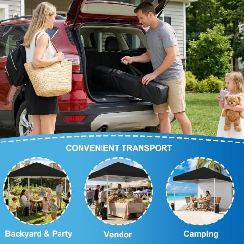 SANWAY 10x10 Pop Up Canopy Tent, One Push One Person Setup, Light Black