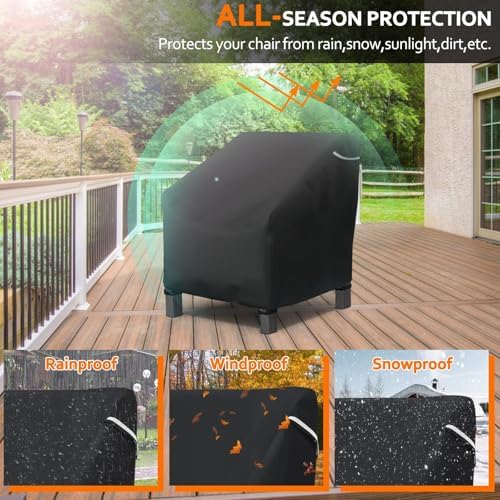 STARTWO Patio Outdoor Chair Covers 2 Pack, Outdoor Furniture Covers Waterproof adapter for Lawn Lounge Seat, Wicker, Swivel, Adirondack, Rocking Chairs, 36"W x 37"D x 36"H inch, Black