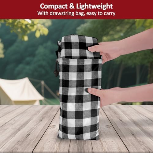 7ft 84" Picnic Table and Bench Cover, 3 Pack, Black-White Checkered